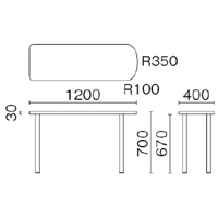 プラス LEED サイドテーブル本体ブラック　W400×D1200×H700