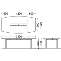 舟形会議テーブル　RFPC-200 W2400×D1200