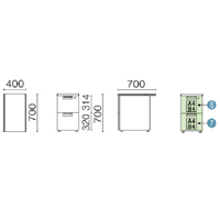 プラス　LEED　脇机　W400×D700×H700　2段